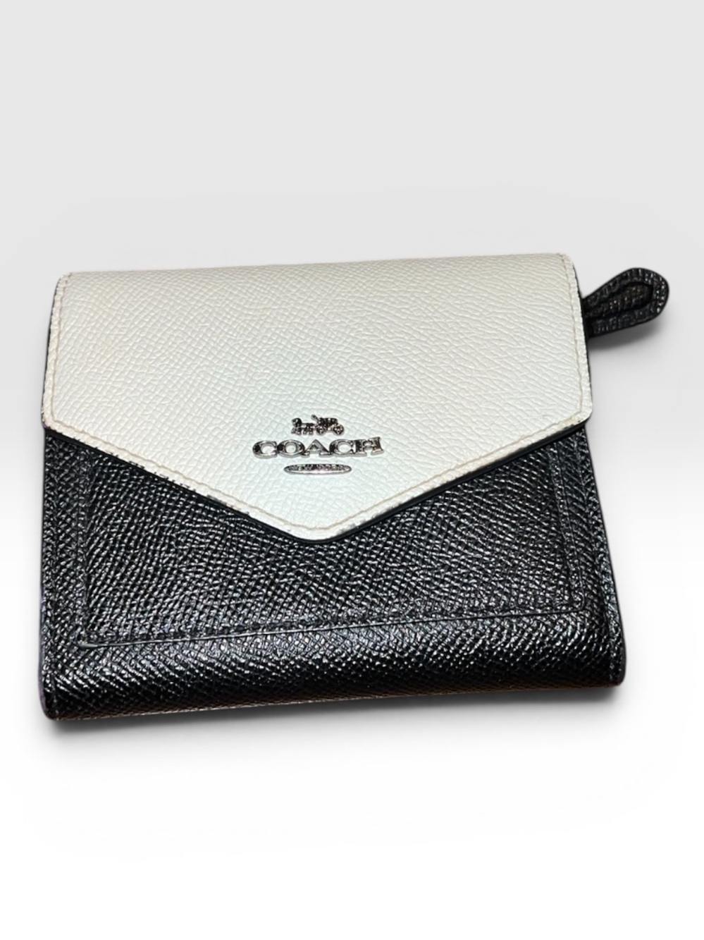 Coach Luxury Colorblock Black White Leather Chic Pink Trifold Wallet Preppy Y2K - Picture 2 of 9